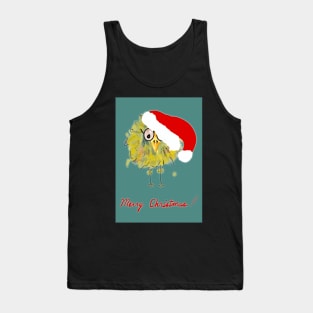 Funny Bird with Santa Hat Christmas Card! Tank Top